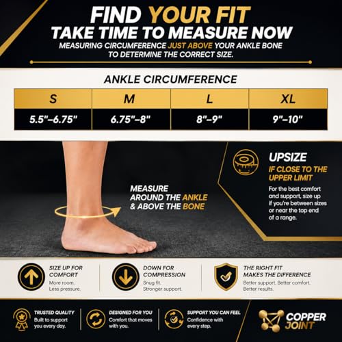 CopperJoint Adjustable Ankle Brace, Strap Support for Running and Sports - size: Small
