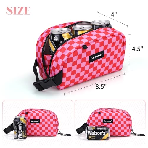 Cerbonny Small Cooler Bag,Freezable Lunch Bag,Built-in ice pack - color: Pink Checkered