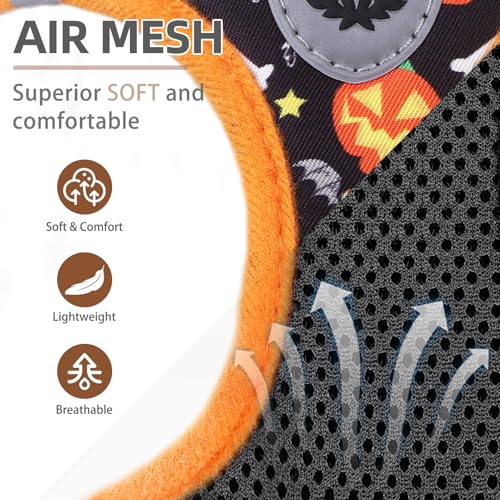 PUPTECK Halloween Dog Harness, Collar and Leash Set No Pull for Small Sized - color: Halloween Black, size: M (CHEST 16"-18")