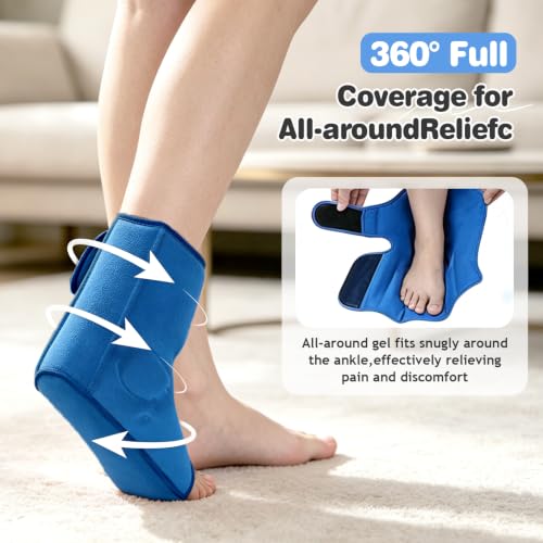 Ankle Ice Pack Wrap, Heel Ice Pack Wrap for Plantar Fasciitis Relief - color: Blue, size: Large