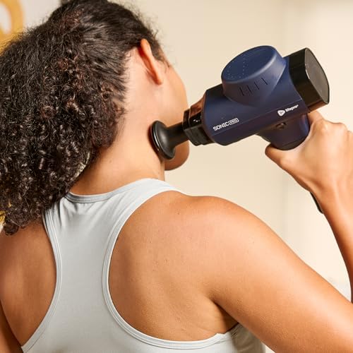 Lifepro SonicPro Massage Gun Percussion Muscle Massager with Heat, 9 Heads - color: Blue, size: Pro