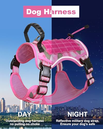 Tactical Dog Harness No Pull,Service Dog Vest with Handle,Pink Camo, M - color: Pink Camo, size: M( Neck: 18''-23.5",Chest: 20"-27")