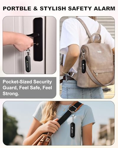 Personal Safety Alarm for Women - Waterproof Rechargeable Security Alarm - 140dB Extra Loud Siren with SOS Strobe Light - Self Defense Keychain for Women Girls Teens Seniors(Black) - color: Black
