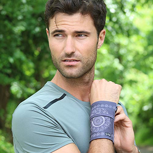 Sprigs Wrist Wallet Running Wristband Pocket for Keys Cards Cash ID Phone - color: Purple Paisley