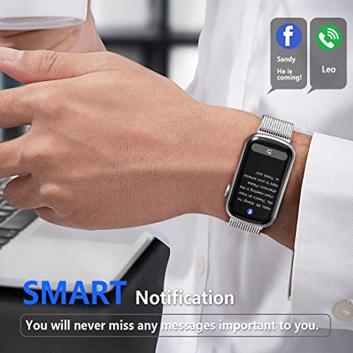 FITVII Slim Fitness Tracker with Blood Oxygen, Blood Pressure, 24/7 Heart Rate and Sleep Tracking, IP68 Waterproof Activity Trackers and Smart Watches with Step Tracker, Pedometer for Women Men - color: Silver