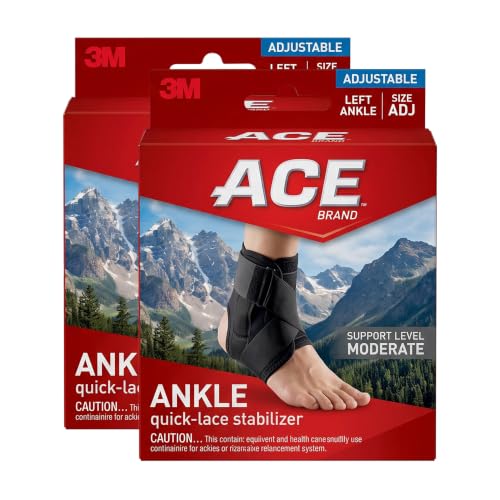 ACE Ankle Brace with Side Stabilizers, Adjustable, Black, 1/Pack (Pack of 2) - size: 1 Count (Pack of 2)