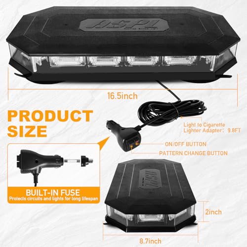 ASPL 16.5 Inch Roof Top Beacon Warning Strobe Light for Trucks Blue White - color: Blue/White