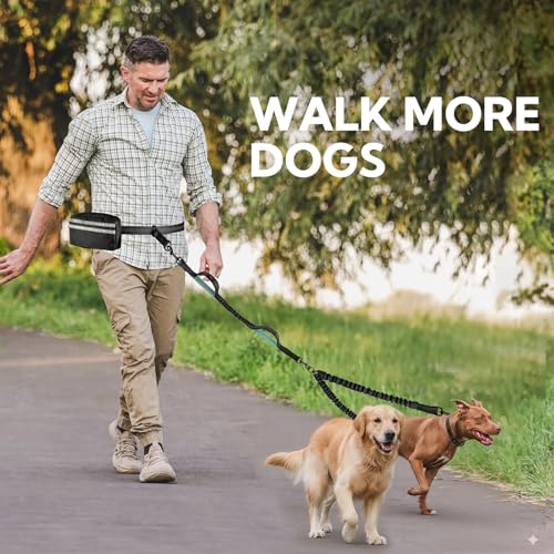 Hands Free Dog Leash 2 Dogs,Waist Leash for Dog Walking (Large) - size: Large