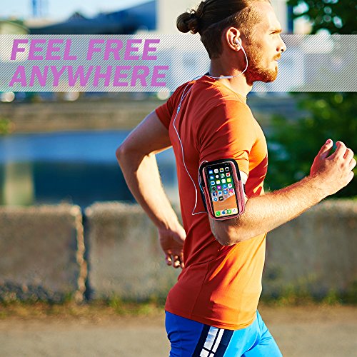 Armband and Storage Compartment for Smartphones. Sweat Resistant. Multi Use. Compatible with iPhone, Samsung Galaxy, Android & Most Smartphones. Metallic Pink.