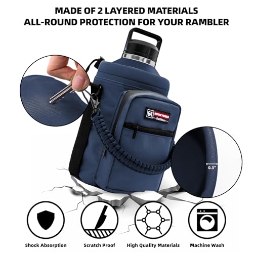 NATURE PIONEOR 26-128 oz Insulated Water Bottle Carrier Holder with Strap - color: Navy, size: 64oz