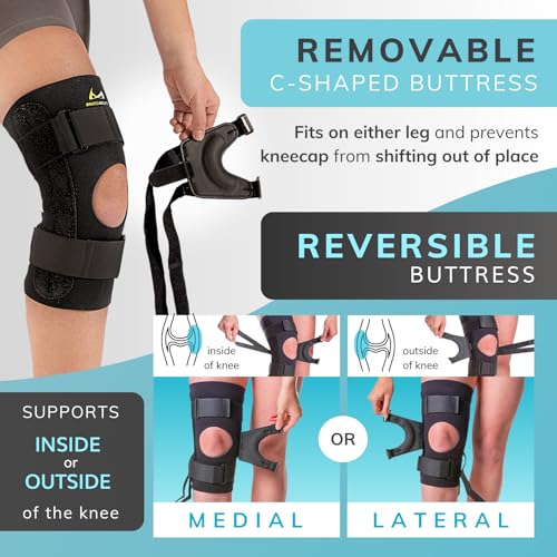 BraceAbility J Patella Knee Brace - Lateral Patellar Stabilizer with Medial and J-Lat Support Straps for Dislocation, Subluxation, Patellofemoral Pain, Left or Right Kneecap Tracking (Medium) - size: Small/Medium