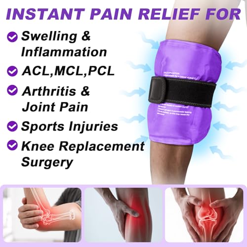 AiricePac Large Ice Pack for Injuries Reusable Gel for Lower Back, Cold Packs Wrap for Shoulder, Knee, Elbow, Hip, Leg, Soft Cold Compress,16 × 9",Purple - style: PURPLE-1