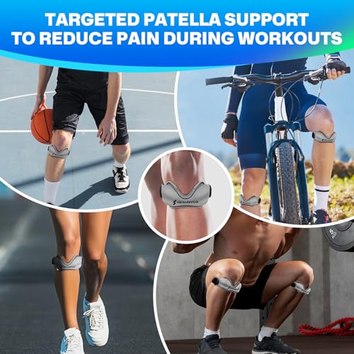 Healrecux Patellar Tendon Support Strap, Silicone Patella Knee Strap, Non-Slip Patella Stabilizer Knee Band for Jumpers Knee, Tendonitis, Basketball, Volleyball, Squats - Dark Gray 2 Pack - color: Gray