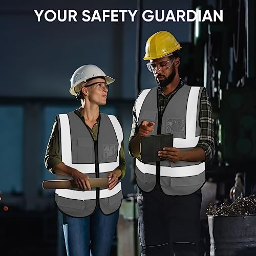TICONN High Visibility Reflective Safety Vest for Men & Women, ANSI Class 2 - color: Grey, size: Small