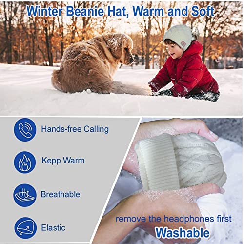 Wireless Winter Music Beanie Hat Men Women Headphone Music Hat Winter Cap Stereo Headset Speaker Microphone Earphone Outdoor White - color: White, size: One Size