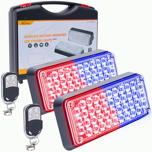 Magnetic Flashing Strobe Lights/w Controller, R/B 2-Pcs - color: R/B