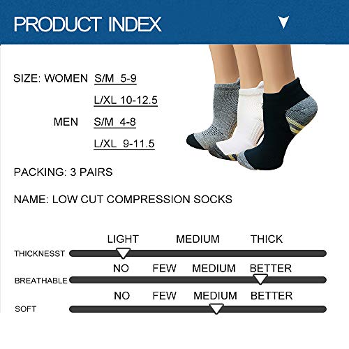 Sooverki Copper Compression Socks Women and Men 6 Pairs - Circulation Arch Support Plantar Fasciitis Running Ankle Socks - color: A4 - 3 Pairs - Multicolour - No Show, size: Large-X-Large