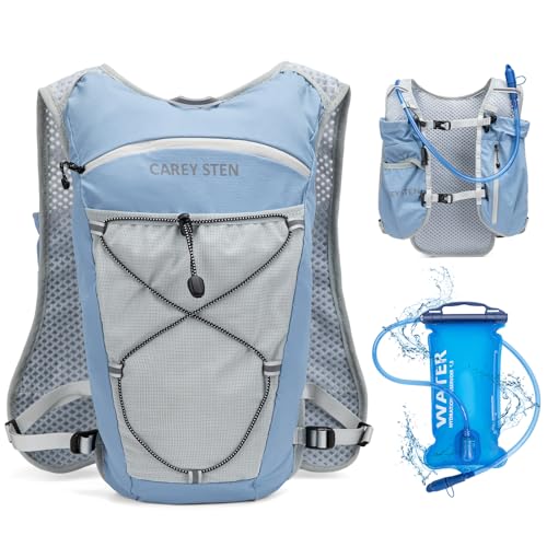 Carey Sten Lightweight Hydration Backpack Running Vest with 1.5L Water Bag - color: light blue