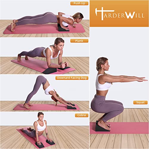 Yoga Foam Wedge Blocks (Pair), Calf Raise Block, Calf Stretcher, Yoga Wrist Support, Balance, Pushup, Fitness, Pilates, Heel Stretcher, Squat Wedge with Gym Bag - size: Wedges with Strap