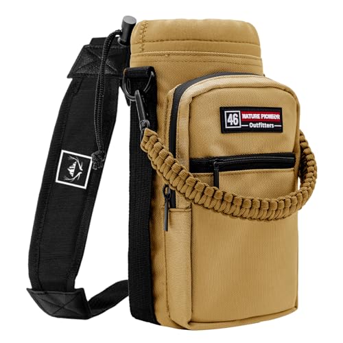 NATURE PIONEOR 26-128 oz Insulated Water Bottle Carrier Holder with Strap - color: Brown, size: 40-46oz