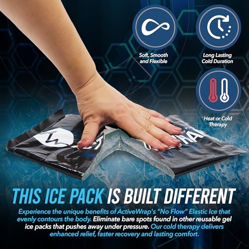 ActiveWrap Knee Ice Pack Wrap - Includes 2 Reusable Gel Ice Packs for Cold & Heat Therapy, PT-Designed Compression Relief for Knee Pain, Swelling & Surgery Recovery, One Size Fits Most