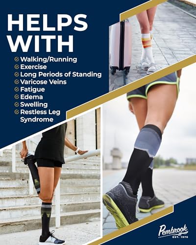 Pembrook 3 Pairs Compression Socks 20-30 mmHg - Compression Socks for Women and Men | Running, Athletic, Travel, Nurses - color: Nature Patterns (Mountains/Trees/Sunset) - 3 Pairs, size: X-Large