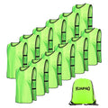 KUAIPAO 12 Pieces Soccer Pinnies Scrimmage Vest Team Practice Jerseys Sports Pinnies With Free Carry Bag - color: Neon Green, size: X-Large