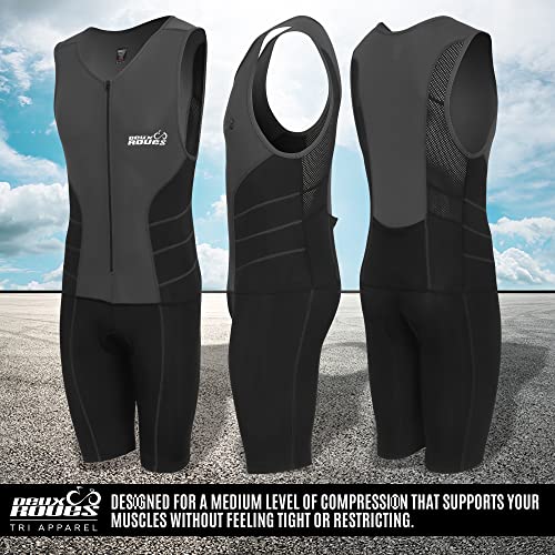 Youth Junior Kids Triathlon Suit Tri Cycling Skin Suit Sleeveless - Bonus Race Bib Belt - color: Gray, size: Youth 12