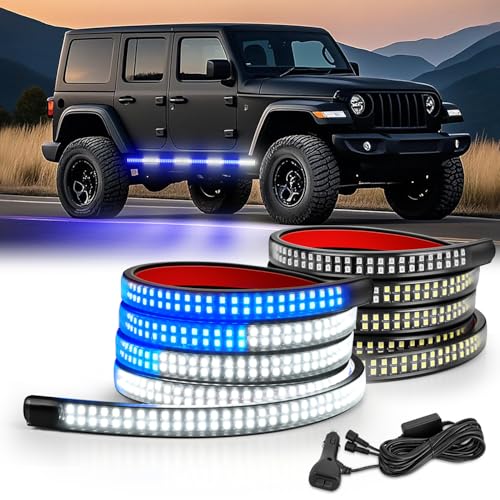 Nilight 2PCS 70 Inch Running Board LED Lights Strip Blue White for Truck - color: Blue White