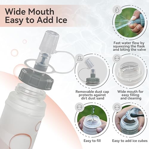 MARCHWAY Soft Flask Collapsible Water Bottle with Wide Mouth, 300ml/500ml - color: White, size: 500 ml/17 oz
