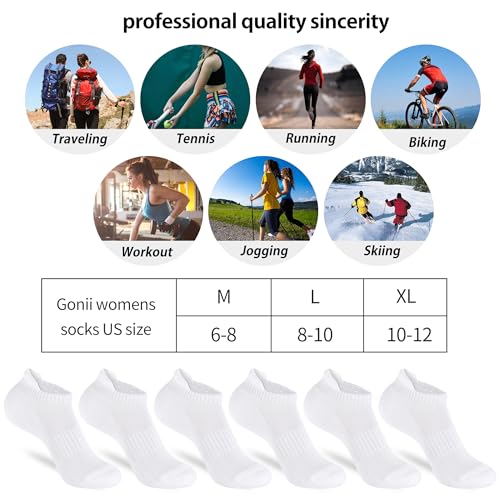 ATBITER Women's Ankle Socks Cushioned Running Athletic No Show Socks-6Pairs - color: 6pairs 6white, size: 8-10