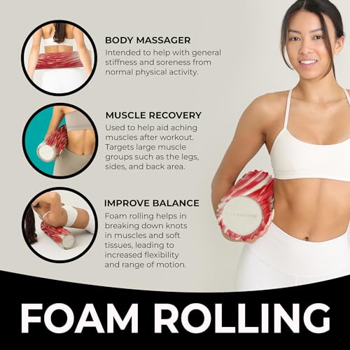 Oceanfoam Tidal Roller - Massage Foam Roller for Exercise (Red Marbled) - color: Red Marbled