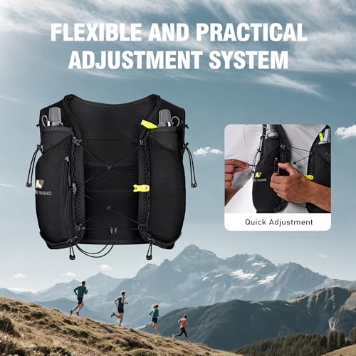 N NEVO RHINO Running Hydration Vest with 2 TPU 250ml Soft Flasks - color: Black, size: Medium