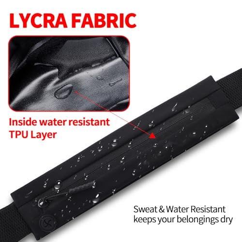USHAKE Slim Running Belt Women Men, Bounce Free Fanny Pack Phone Holder - color: Black Nude