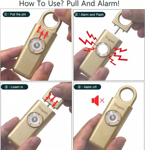 Thopeb Personal Safety Alarm for Women – Upgraded Rechargeable - color: Metallic Gold