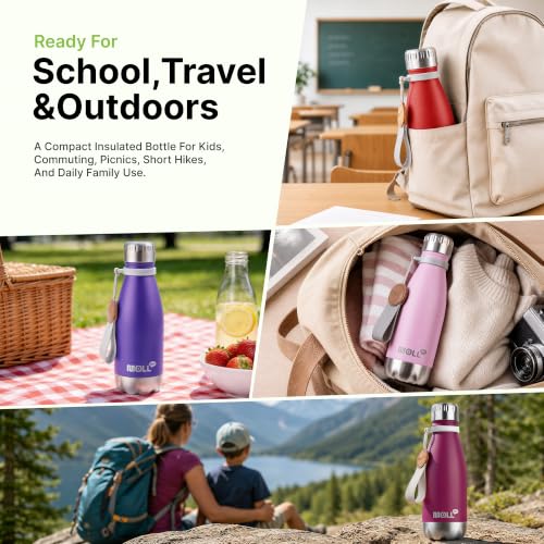 9 oz Small Kids Water Bottle for Travel, BPA-free, Purple Pink - color: Purple Pink, size: 9 Ounces