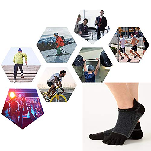 VWELL Cotton Toe Socks Five Finger Socks No Show Crew Athletic Running Socks 4 Pairs,Size 7-11 - color: Black