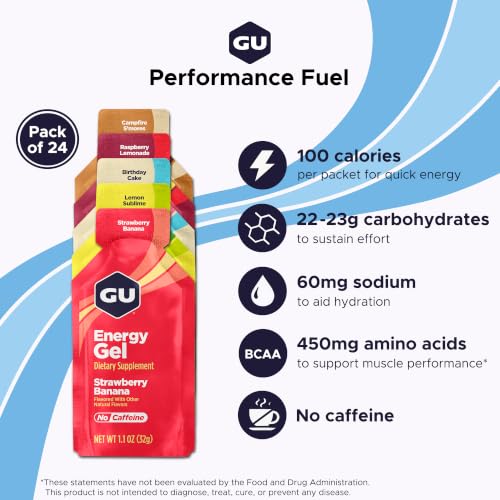 GU Energy, Original Energy Gels, Caffeine-Free Mixed - 24 Count - size: 24 Count (Pack of 1)
