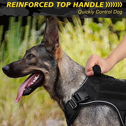 WINGOIN Black Tactical Dog Harness for Large Dogs,No Pull Dog Harness - color: Black, size: X-Large: 70-120 lbs (Chest:29-39",Neck:21-26")