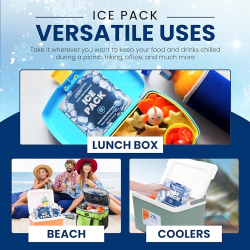 Reusable Ice Packs for Coolers and Lunch Box, Long Lasting 12 Hours, 4 Pack - size: 8.8 oz / 250 Grams
