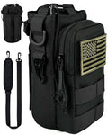 DEFUNX 32 Oz Water Bottle Holder with Strap Bottle Carrier Bag with Phone Pocket MOLLE System for Walking - color: All Black