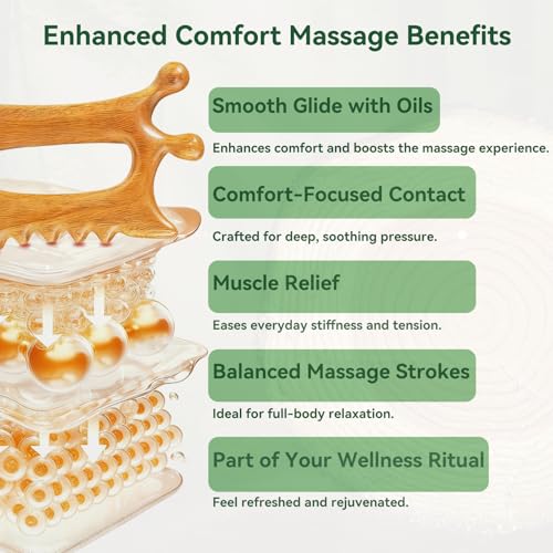Wood Therapy Massage Tools – Wooden Manual Guasha Tool, Handheld Body & Scalp Massager, Trigger Point Scraper, Reflexology & Lymphatic Drainage Inspired Wooden Massage Tool for Face, Neck, Back & Legs - color: Sandalwood Veil