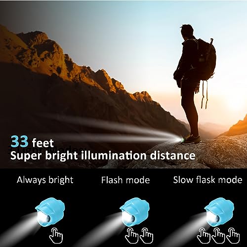 RAHAN Rechargeable Headlights Compatible with Croc, 2pcs Flashlight Clog Charm Attachment Accessories for Shoe, Hands-Free Night Light, Novelty Shoe Lights for Camping, Blue - color: Blue