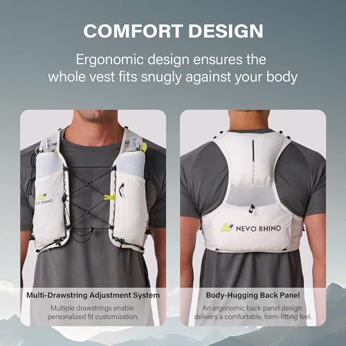 N NEVO RHINO Running Hydration Vest with 2 TPU 500ml Soft Flask - color: white, size: X-Large