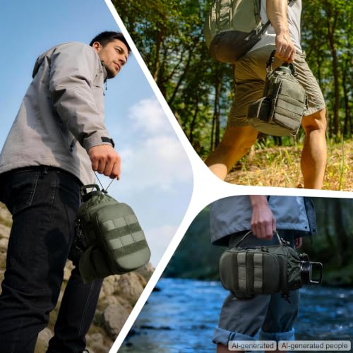 ONETIGRIS Tactical MOLLE Water Bottle Holder 40-64oz with Phone Pocket - color: Green