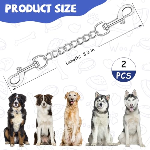 YUEPET 2 Pack 8.3 in Dog Collar Safety Clips, Stainless Steel Backup Clip - color: Stainless Steel*2