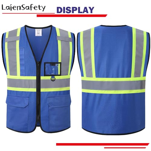 Hi Vis Reflective Safety Vest for Men Women,EK178,Blue,M - color: Blue, size: Medium