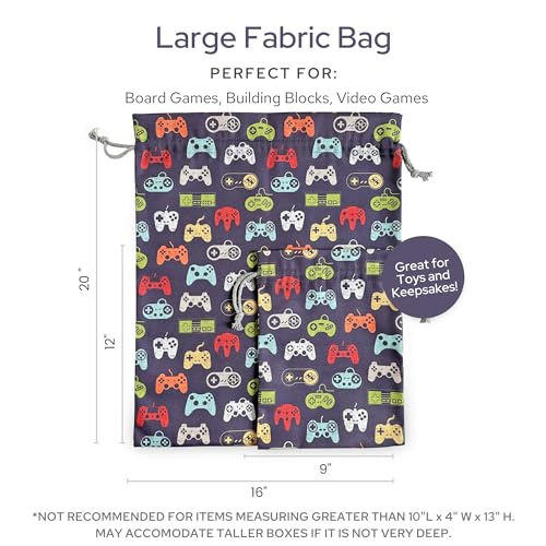 Gather & Knot Drawstring Gift Bags | 20" Large 12" Small | Premium Canvas | Reusable Fabric Wrap for Boys Birthdays, Baby Shower | Gamer - color: Gamer