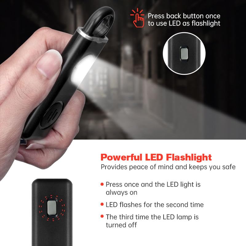 Rechargeable Personal Safety Alarm for Women | 130dB Loud Siren with Strobe Light & Flashlight | Self Defense Keychain for Girls, Elderly & Night Safety – Compact & Easy to Carry