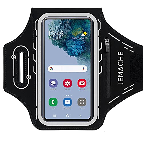 Armband for Samsung Galaxy S26 S25 S24 S23 S22 Ultra/Plus/FE, Gym Running Workouts Arm Band with Earbuds Holder (Black) - color: Black